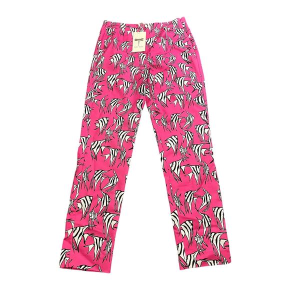 Tyler Boe Womens Pink Fish Pattern All over print Pants‎ NWT Size 6 Cotton - Picture 1 of 10